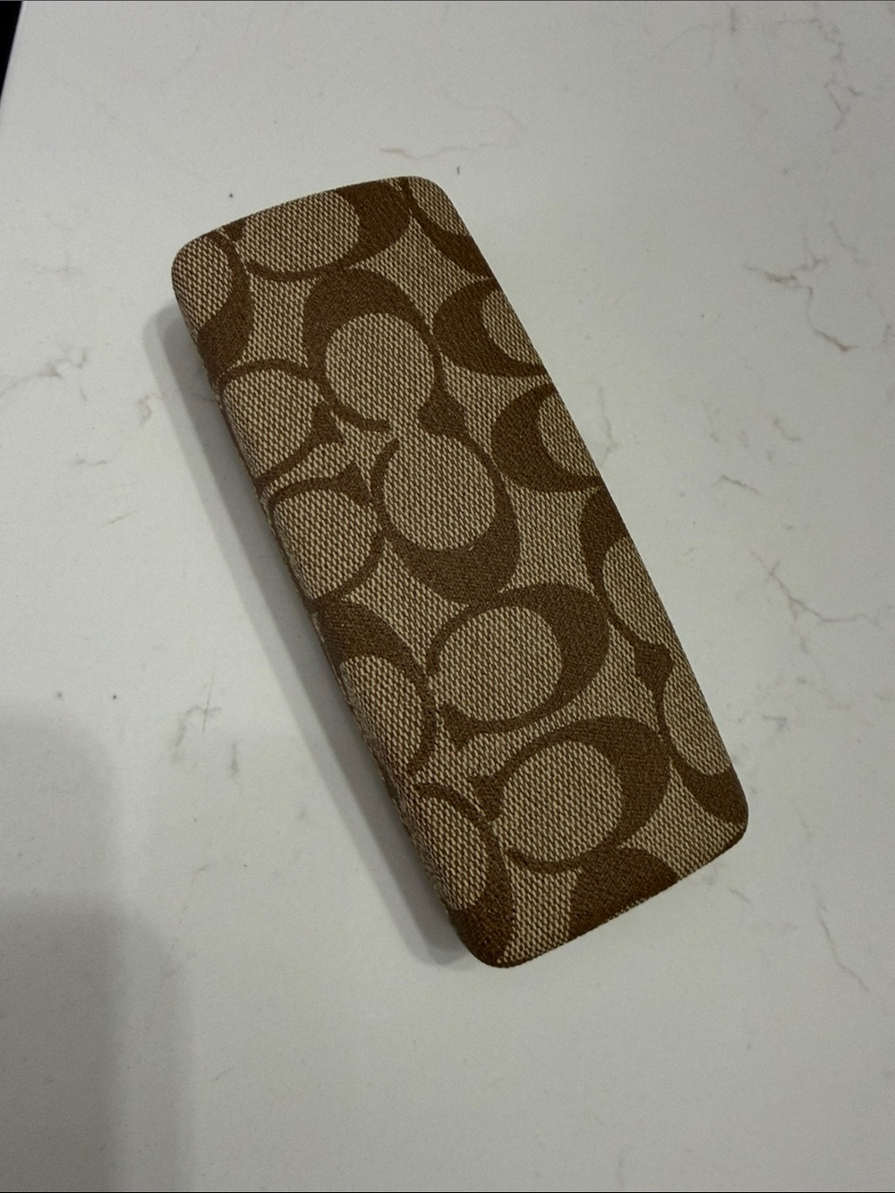 Coach Signature Eyewear Case Brown Monogram Hard Shell Desiger Luxury w/cloth